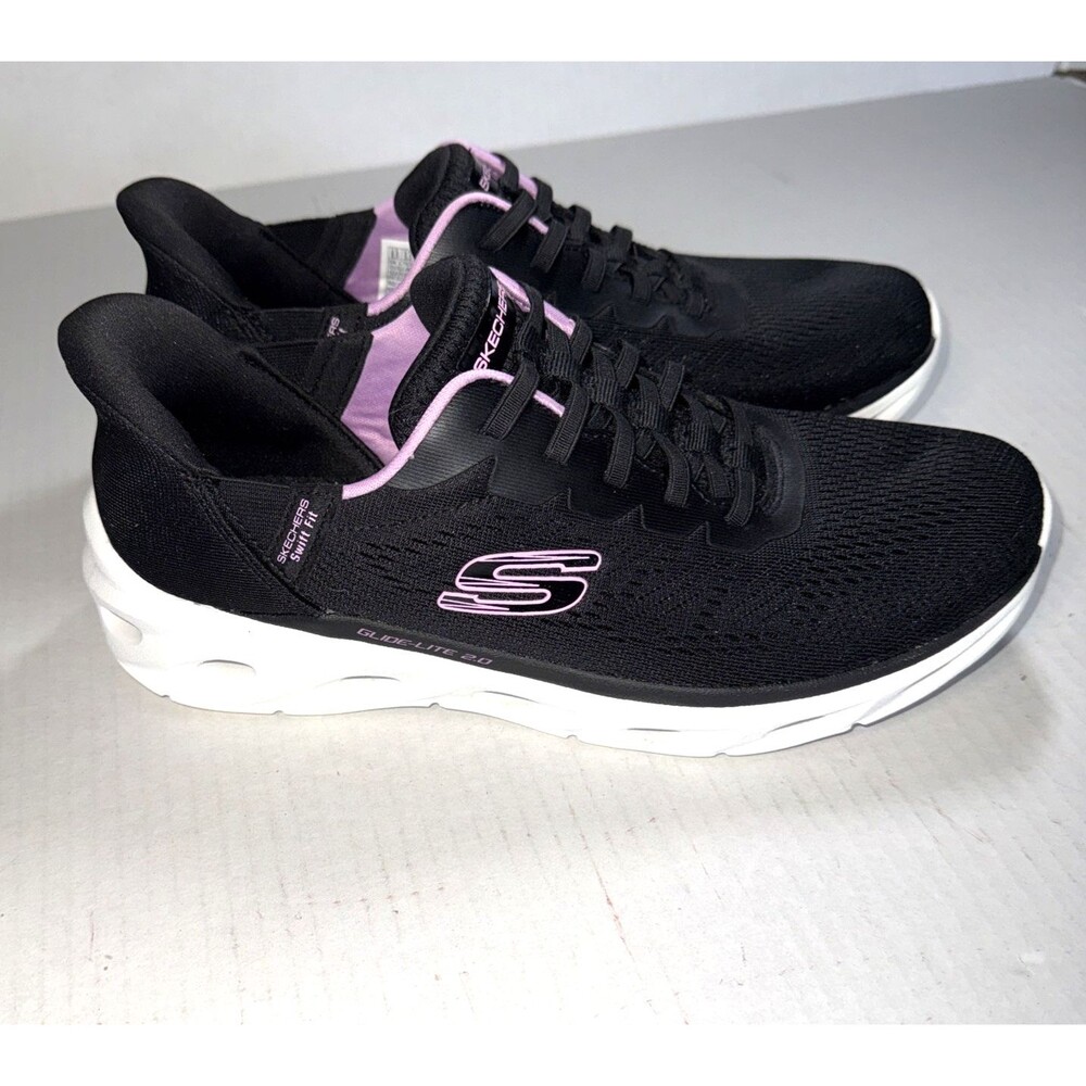 Skechers Hands-Free Slip-Ins Swift Fit Sneakers Black/Pink Size 8.5 Exc Con